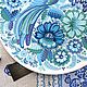 Blue BIRD of HAPPINESS. Large plate painted stained glass. Decorative plates. Vitreous Wood***Tatiana***. My Livemaster. Фото №5