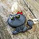 Brooch 'Gray disgruntled cat with a bow funny gray'. Brooches. greenfox-23. My Livemaster. Фото №5