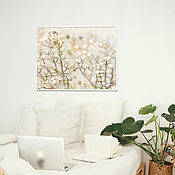 Картины и панно handmade. Livemaster - original item Interior painting on canvas 80h60 Closer to the sky (white flowers. Handmade.