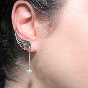 Украшения handmade. Livemaster - original item Angel Wings Earrings with pearls in 925 Sterling Silver DD0088. Handmade.