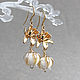 Gold Flower Earrings, Lampwork Earrings, Flower Earrings. Earrings. Jewelry by Katie (BijouByKatie). My Livemaster. Фото №4