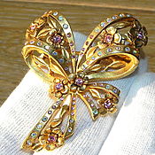 Винтаж handmade. Livemaster - original item Brooch flower bow, Oscar de la Renta, USA, pink flowers, vintage. Handmade.