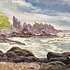 Paintings: watercolor ' Rocks and sea', Pictures, Korsakov,  Фото №1