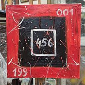 Картины и панно handmade. Livemaster - original item Painting squid game abstract red square painting 30. Handmade.