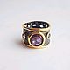 Wide ring with purple Zirconia, black color, Rings, Kaluga,  Фото №1