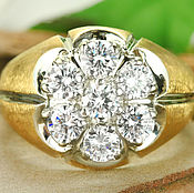 Незабываемая классика!! мужское кольцо с бриллиантинами!!