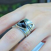 Украшения handmade. Livemaster - original item Triang ring with silver agates GA0052. Handmade.