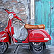  Серый, бирюза, красный. "Красный скутер", Картины, Севастополь,  Фото №1