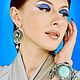 Ingrid's Earrings. Embroidered earrings. Green Silver Blue. Earrings. LADY-LIZA jewelry shop. My Livemaster. Фото №8