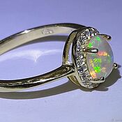 Серебряное кольцо с эфиопским опалом " Арлекин"