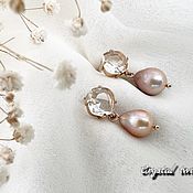 Украшения handmade. Livemaster - original item Earrings with pink natural pearls. Handmade.