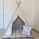Заказать Детская палатка вигвам лён под заказ. Маргарита tipi_workshop. Ярмарка Мастеров. . Вигвам Фото №3
