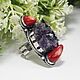 Lizard Ring Amethyst Coral 925 Silver ALS0051. Rings. Sunny Silver. My Livemaster. Фото №6