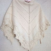 Аксессуары handmade. Livemaster - original item Down shawl Warm bactus, White knitted openwork Shawl. Handmade.