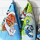 Set with blue cats TWIX of 3 towels, Towels, Moscow,  Фото №1