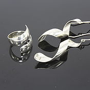 Украшения handmade. Livemaster - original item Minima Curl Ring and Earrings made of polished silver ASH0017. Handmade.