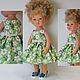 The dress for the doll is green with a flower, Clothes for dolls, Ekaterinburg,  Фото №1