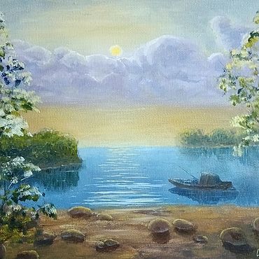 Картины и панно ручной работы. Ярмарка Мастеров - ручная работа Картина: У озера.. Handmade.