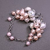 Украшения handmade. Livemaster - original item Pearl Parfait Pink And White Earrings Natural White Pink Pearls. Handmade.