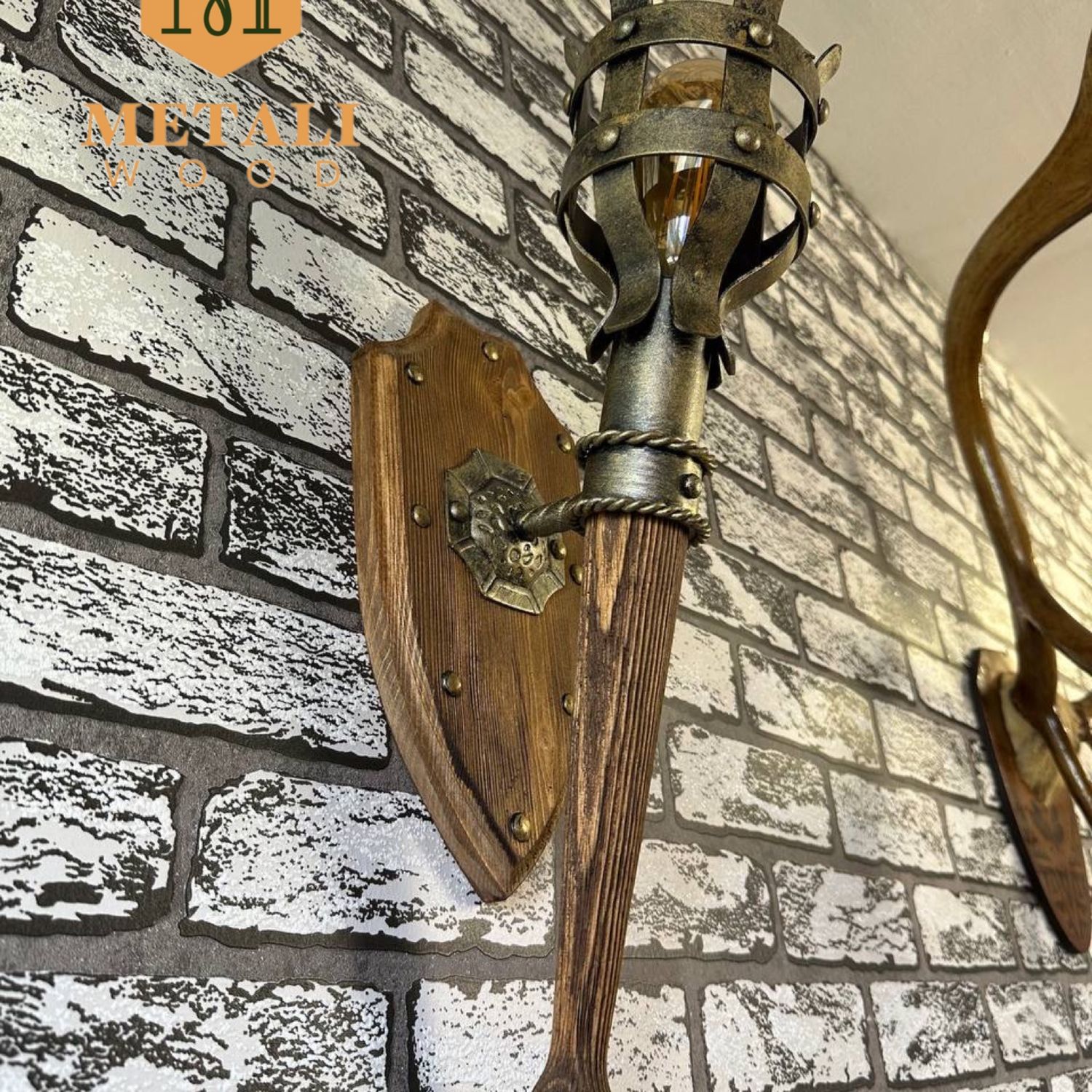 Комплект из 2-х Светильников. Факел «Викинг» под старину Золото в ...