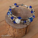 Multi-row bracelet on memory wire made of lampwork beads blue, Bead bracelet, Irkutsk,  Фото №1