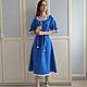 Blue linen dress with Yaroslava embroidery (midi). Dresses. Kupava - ethno/boho. Online shopping on My Livemaster.  Фото №2