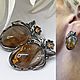 Charm earrings with Cherry quartz, silvering, Earrings, St. Petersburg,  Фото №1