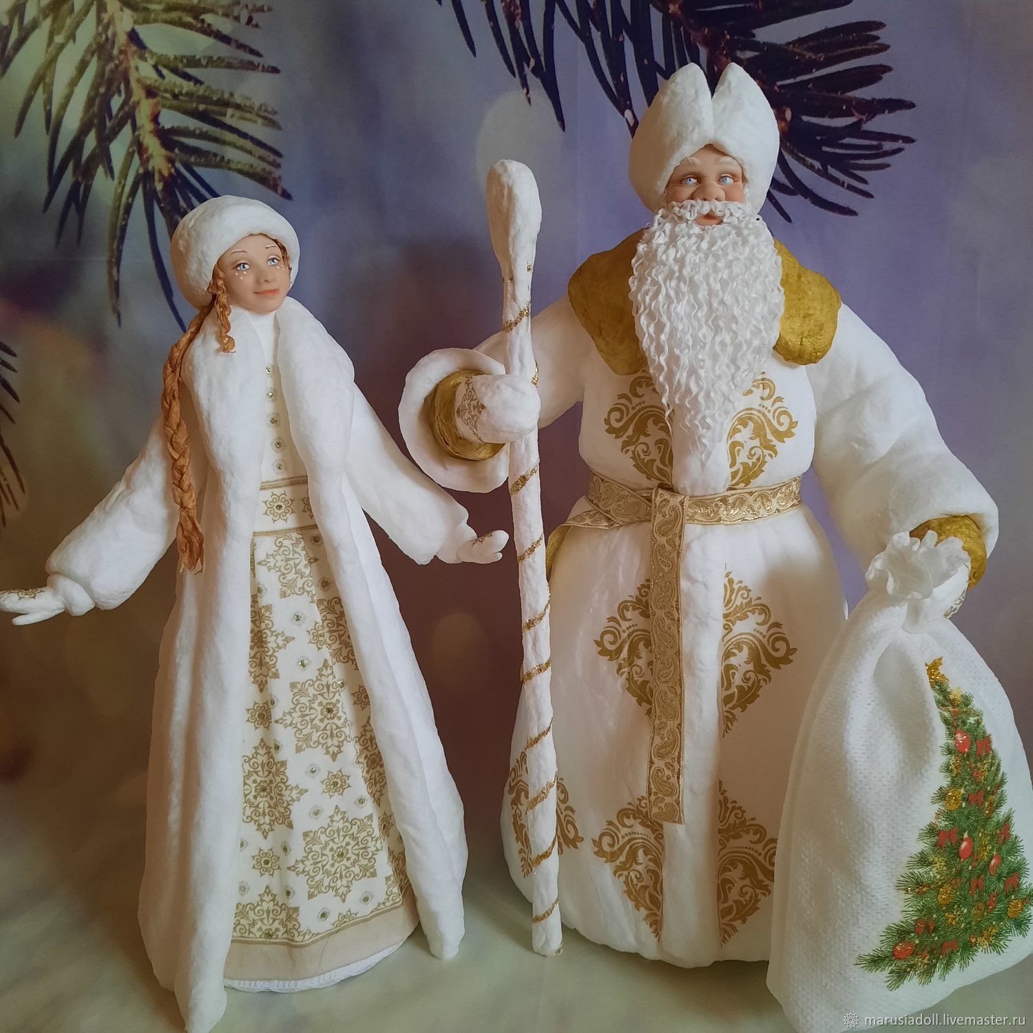 DIY. Интерьерные куклы Дед Мороз и Снегурочка из глиттерного фоамирана. Santa Claus. Новый год. МК
