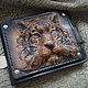 Черный кошелек из натуральной кожи Тигр, Кошельки, Новосибирск,  Фото №1
