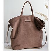 Сумки и аксессуары handmade. Livemaster - original item Cloth shopping bag with leather. Handmade.