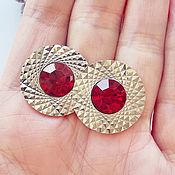 Earrings vintage: Monet earrings with red and vanilla enamel