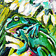 Order Painting Frog Oil Cardboard 15 x 15 Frogs Chamomile Rain Drops. matryoshka (azaart). Livemaster. . Pictures Фото №3