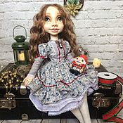 Текстильная кукла Девочка с собачкой