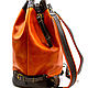 Кожаный рюкзак - баул (оранжевый). Рюкзаки. ЭклектикАрт. Интернет-магазин Ярмарка Мастеров.  Фото №2