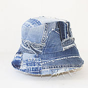 Аксессуары handmade. Livemaster - original item Unisex Denim hat Fashionable panama made of denim 55 cm-58 cm. Handmade.