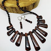 Украшения handmade. Livemaster - original item Mahogany Obsidian Jewelry Set (necklace and earrings). Handmade.