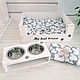 White bed for cat or dog with bowls. Lodge. coolwoodecor. Online shopping on My Livemaster.  Фото №2