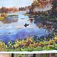 Осенний пейзаж с рекой акварельная картина. Картины. Живописная лавка. Ярмарка Мастеров.  Фото №5