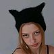 Коточепчик шапка из пуха норки. Шапки. Топ-топ, мастер Марина. Интернет-магазин Ярмарка Мастеров.  Фото №2