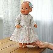 Куклы и игрушки handmade. Livemaster - original item Clothing for dolls, dress for doll with flowers made of natural linen. Handmade.