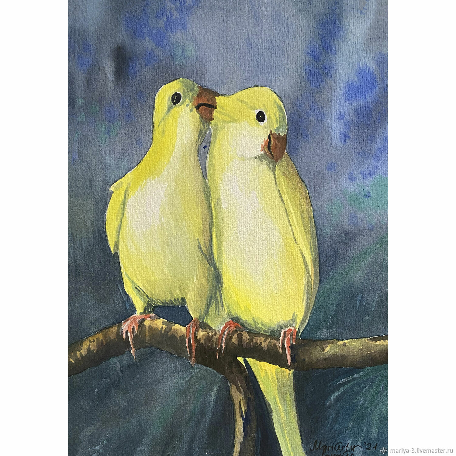 Два влюбленных попугая картина