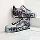 Кроссовки белые Nike Air Force унисекс, кастом, япония, ручная роспись. Кроссовки. Olgavolgoart. Роспись одежды и обуви. Кастом. Ярмарка Мастеров.  Фото №5