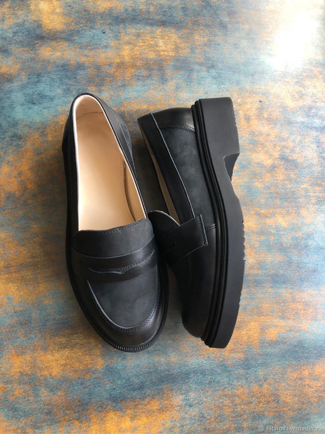 Loafers View black leather / black nubuck smooth sole, Loafers, Moscow,  Фото №1