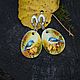  ' Autumn motives' with a miniature painting on mother-of-pearl, Earrings, Ufa,  Фото №1
