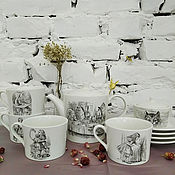 Чайная пара со скандинавским орнаментом и инициалами