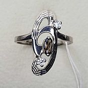 Украшения handmade. Livemaster - original item Silver ring with 5h2,5 mm rauchtopaz and cubic zirconia. Handmade.