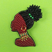 Украшения handmade. Livemaster - original item African Imani bead brooch, curly girl brooch, ethnika. Handmade.