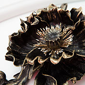 Украшения handmade. Livemaster - original item Leather decoration poppy Black gold and poppy Black silver... Handmade.