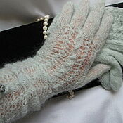 Аксессуары handmade. Livemaster - original item Gloves: Fishnet gloves, menthol-colored kid mohair. Handmade.