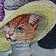 Картина "Кошка" (вышивка гладью). Картины. Школа вышивки Высокой моды E.VA. Интернет-магазин Ярмарка Мастеров.  Фото №2